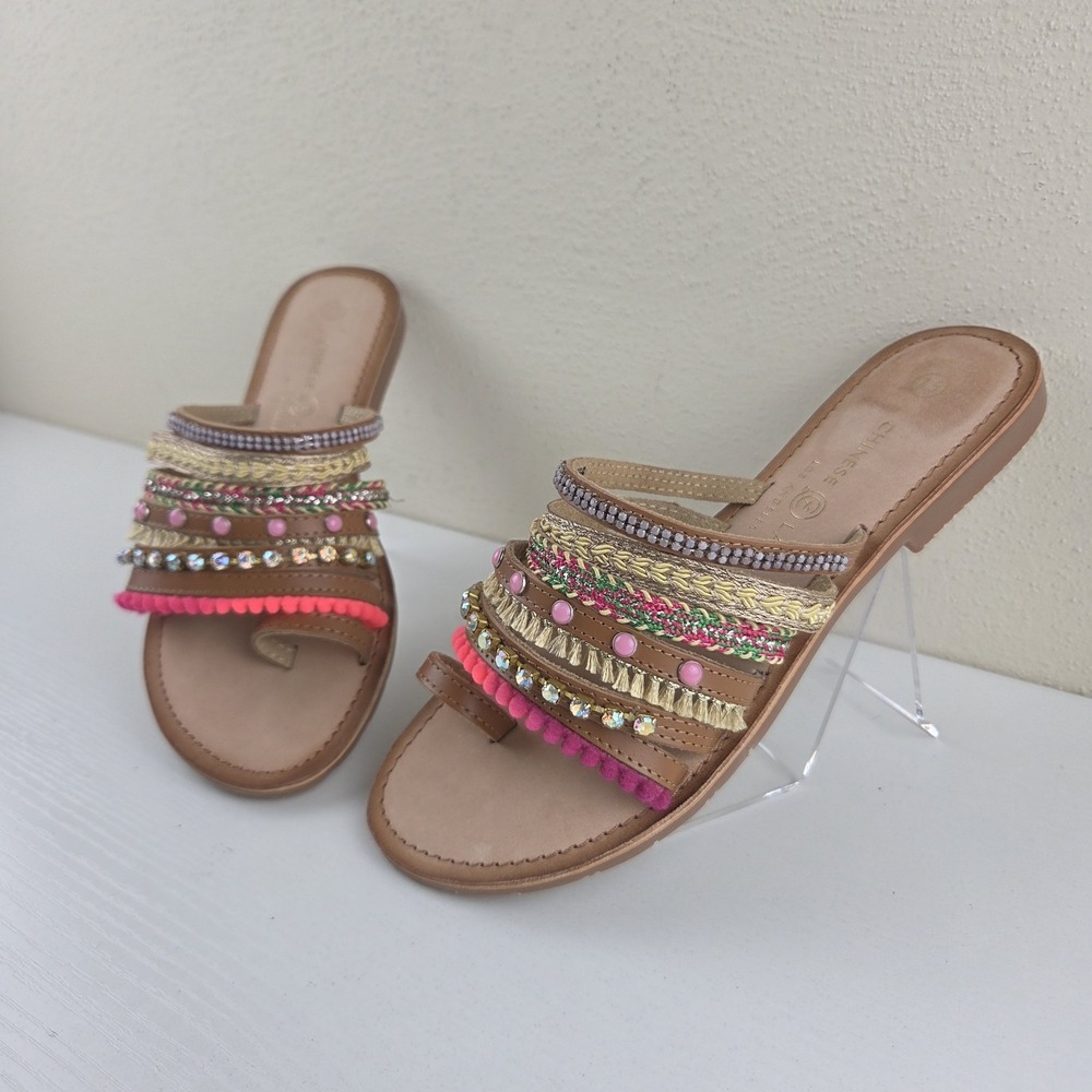 Chinese Laundry Palma Embellished Toe Ring Sandals Women's Size 7.5 NWOB